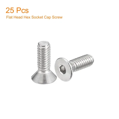 Vista 3 de uxcell tornillos de cabeza avellanada plana #8-32x1/2, 25 piezas de tornillos de cabeza plana con llave hexagonal de acero inoxidable 304, rosca