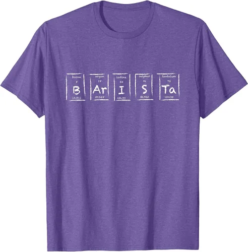 Vista 35 de Barista Espresso Latte Cappuccino Coffee Periodic Table T-Shirt Asphalt Grey
