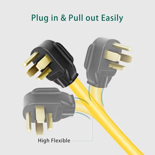 Vista 4 de Cable de extensión para secadora de 4 puntas y cable adaptador de cargador NEMA 14-30P a 14-50R EV