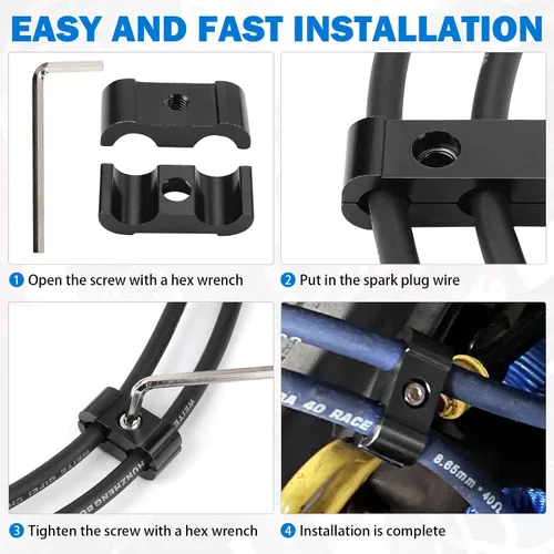 Vista 3 de 12 piezas de separador divisor de cable de bujía de motor de automóvil para cables de bujía de 8 mm, 9 mm, 10 mm Sujetadores de cable de encendido