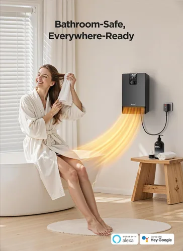 Vista 3 de GiveBest Calentador de pared inteligente, calentador de espacio eléctrico Negro