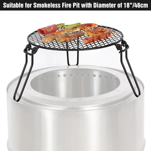 Vista 4 de REDCAMP Parrilla de fogata plegable para estufa sola, trípode de hoguera de hierro portátil con parrilla de acero para fogata, horno holandés