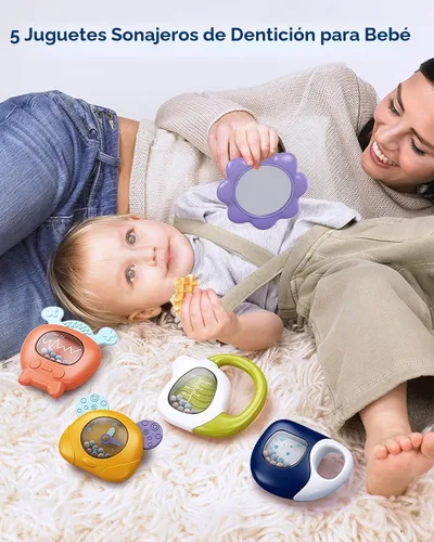 Vista 7 de dearlomum Gimnasio con tapete de juego para bebé, divertido tapete de piano para tiempo de barriga con 5 juguetes sensoriales para bebés y 2