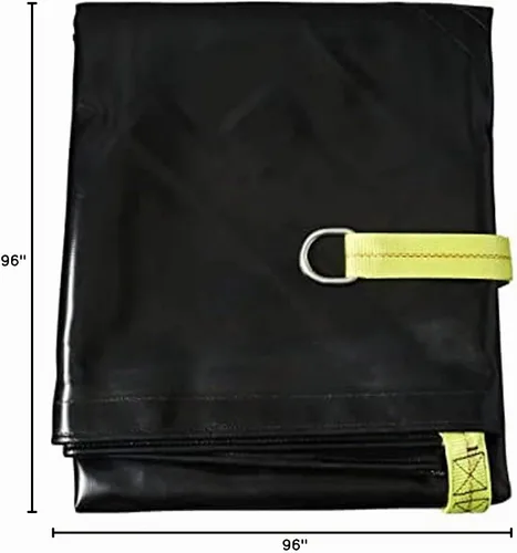 Vista 9 de Tarps Now - Lona de elevación de desechos, (8 x 8 pies) con 8 anillos en D de acero y correas amarillas fuertes, hoja de lona multiusos resistente