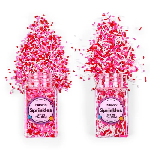 Vista 13 de Chispas comestibles de Navidad para hornear, chispas de Navidad, chispas de nonpareils, chispas rojas y verdes para galletas, magdalenas, fresas