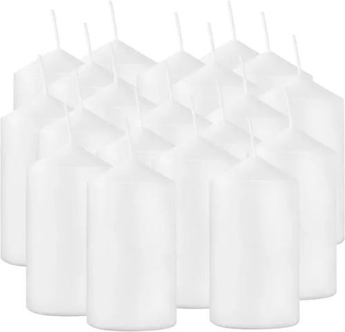 Vista 2 de Howemon 20 velas de pilar de cera de larga combustión a granel de 2 x 4 pulgadas, sin goteo, sin perfume, sin humo, para bodas, fiestas, spa