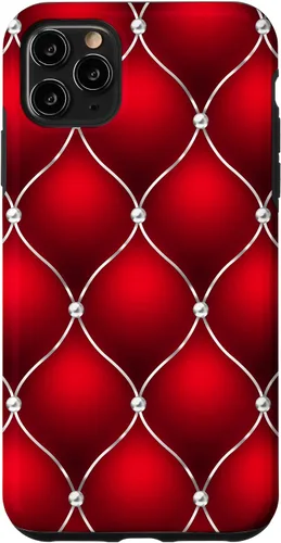 Vista 13 de Red Ombre Quilted Bling Funda para iPhone 17