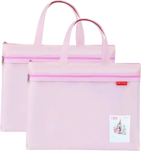 Vista 12 de Bolsa de malla con cremallera de 11 x 13.7 pulgadas, bolsa A4 impermeable de doble bolsillo con asa, almacenamiento de documentos para la escuela