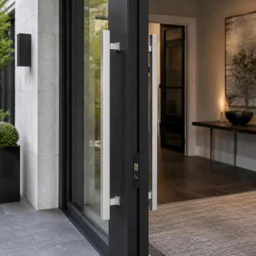 Vista 8 de Square H-Type Door Pull 84" Satin (85mm Bolt)