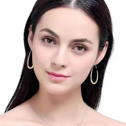 Vista 4 de Aretes de aro ligeros con forma de lágrima para mujer, chapados en oro blanco de 14 quilates, grandes y ovalados, de alto pulido, joyería de regalo