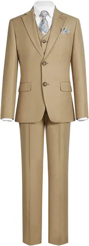 Vista 11 de Conjunto de traje formal para niños, 5 piezas, ajustado 3 piezas azul oscuro