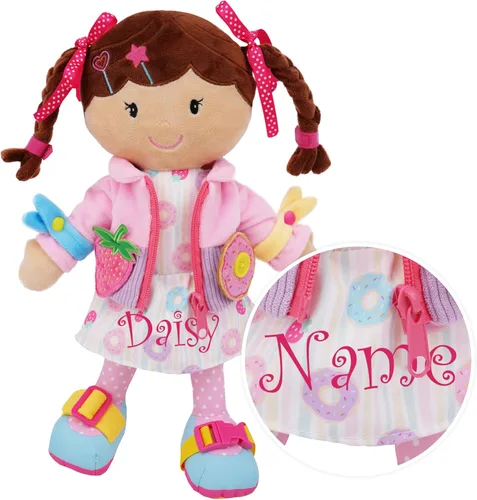 Vista 13 de June Garden Dressy Friends Belle de 15.5 pulgadas, muñeca de peluche educativa para niños y niños pequeños de 2 años en adelante, juguete suave