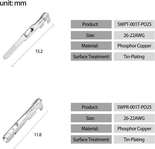 Vista 4 de MUYI 5 Kits 2 Pin Way JST Conector Impermeable 26-22 AWG Zócalo Eléctrico 0.13~0.33mm² Conectores de Cable a Cable 2.0mm Serie JWPF-VSLE Conectores