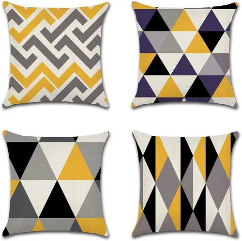 Vista 16 de Juego de 4 fundas de almohada de 18 x 18 pulgadas, modernas fundas de almohada para sofá, decoración para el hogar, exterior, tela de lino Estilo 1