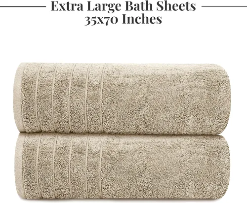 Vista 5 de Tens Towels - Paquete de 2 sábanas de baño extra grandes de 35 x 70 pulgadas, 100% algodón, más grandes y más ligeras, secan más rápido, súper