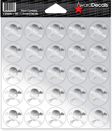 Vista 4 de Award Decals calcomanía de calavera y huesos cruzados (100 unidades)