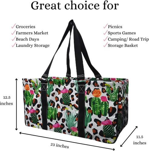 Vista 238 de NGIL Bolsa de comestibles reutilizable extra grande plegable de gran tamaño para comestibles, almacenamiento, picnic, playa, Estampado