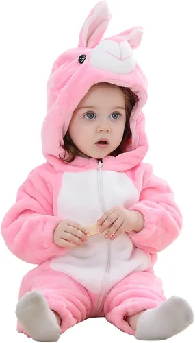 Vista 7 de Mameluco unisex de franela para bebé disfraz de animal con capucha traje de dibujos animados