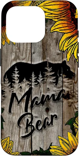Vista 20 de Funda de regalo para el día de la madre con diseño de girasol de madera rústica para iPhone 16 Mama Bear