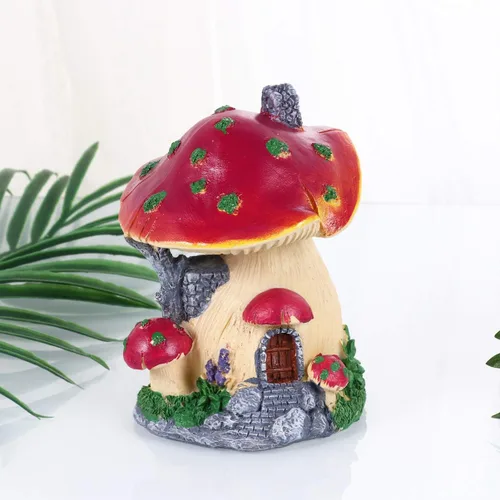 Vista 7 de Happyyami Decoración de plantas de casa de hongos en miniatura, figuras de hadas, estatua de hongos, adorno de estatua de hongo, adorno de bricolaje