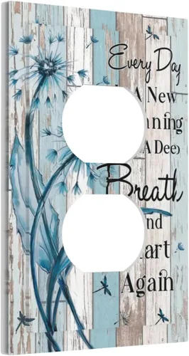 Vista 67 de Cubiertas Decorativas para Placas de Interruptor Diente de León Azul Rústico Citas Inspiradoras Casa de Campo Tablón de Madera Gris 1 Gang Cubierta