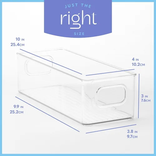 Vista 3 de Contenedor de plástico transparente para almacenamiento de alimentos con asas para organizar cocina, despensa, refrigerador, congelador, despensa