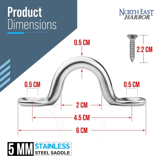 Vista 6 de KNOX Pad Eye Loops for Bimini Tops, 316 Stainless Steel, Tie Down Loop, Boat Deck Saddle, Bimini Hardware Fitting, Tie Down Anchor Point, Footman's