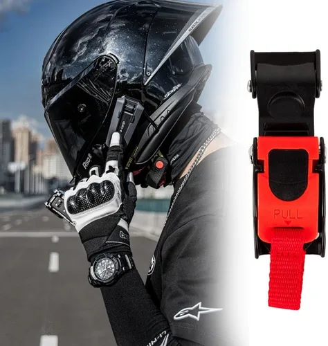 Vista 4 de Kit de hebilla de liberación rápida para casco, 3 piezas, hebilla de casco de liberación rápida, accesorios universales para casco de motocicleta