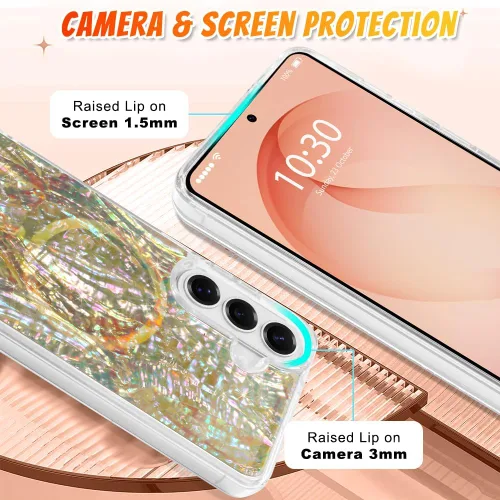Vista 619 de Bonoma - Funda compatible con Samsung Galaxy S21 Plus, diseño de corazón con purpurina, color rosa Support for MagSafe, Plating Magnetic Case TPU