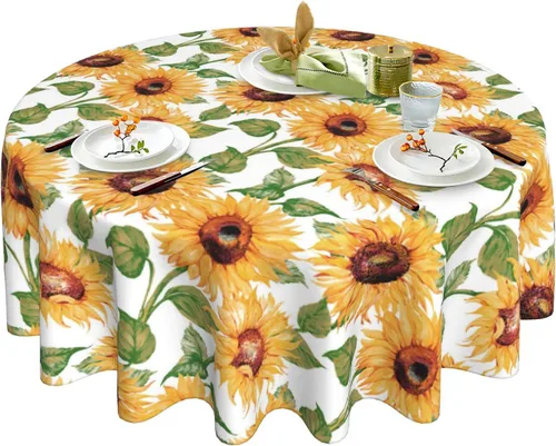 Vista 13 de Mantel redondo de Navidad con diseño de copos de nieve de Navidad para cocina, comedor, decoración de mesa de poliéster lavable para mesa de bufé