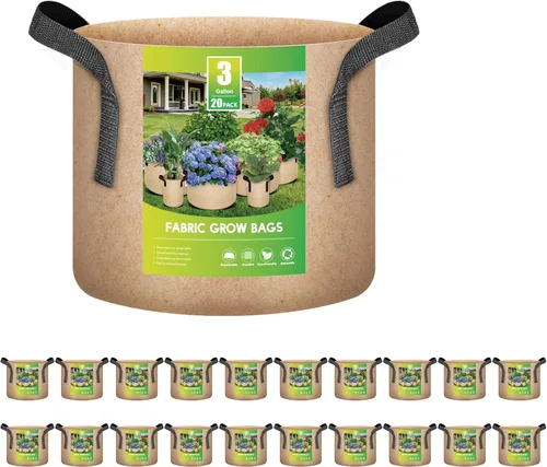 Vista 13 de iPower Paquete de 20 bolsas de cultivo de 2 galones, macetas de tela no tejida para plantación de jardín, macetas resistentes y de aireación