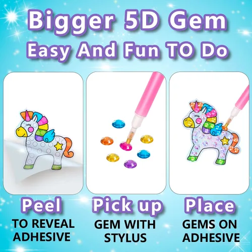 Vista 3 de WAHFNG Gem Art, Kit de Pintura de Diamantes para Niños - Crea Tus Propios Adhesivos, Llaveros y Atrapadores de Sol - Artes y Manualidades para Niñas