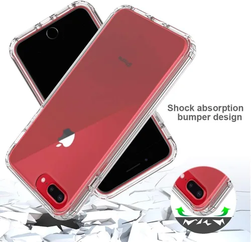 Vista 6 de Funda protectora sólida de cristal resistente de 360° con protector de pantalla compatible con iPhone 7 Plus/8 Plus (5.5 pulgadas), transparente