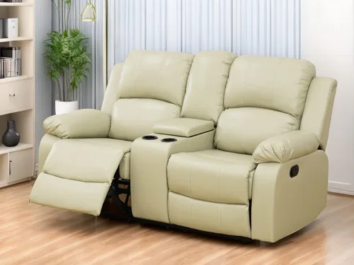 Vista 56 de Sofá reclinable manual moderno, sofá reclinable de cuero de 3 plazas, sofá reclinable de sala de estar, sofá con portavasos y mesa abatible