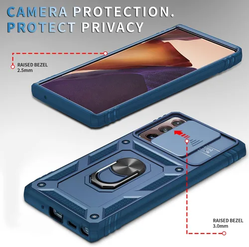 Vista 4 de Funda para Galaxy Note 20 Ultra, a prueba de golpes, resistente a los impactos con cubierta protectora de lente deslizante para Samsung Galaxy Note