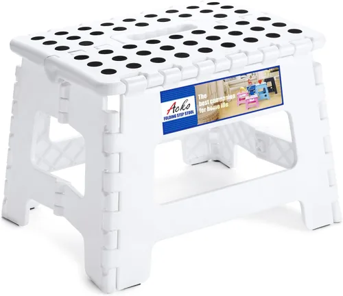 Vista 43 de ACKO Taburete plegable de 13 pulgadas, soporta 300 libras para adultos y Bicolor Verde