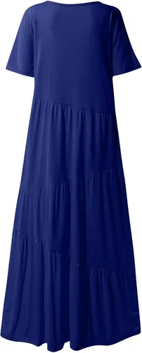 Vista 6 de Vestido de fiesta para mujer vestido de fiesta holgado casual color liso asimétrico en capas para playa vestido largo de verano