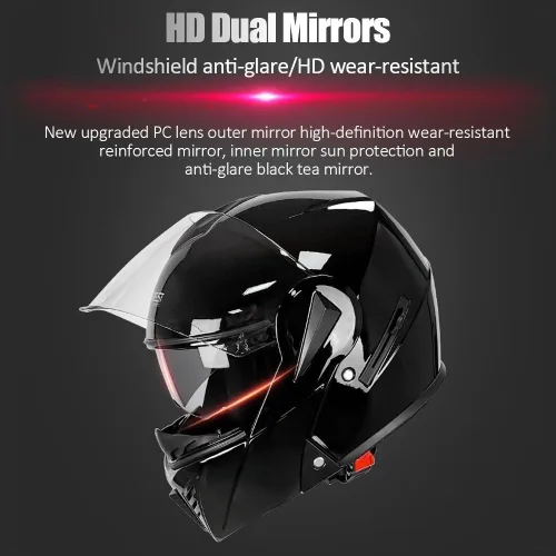Vista 3 de Casco Integral Abatible con Bluetooth para Motocicleta - ABS Transpirable con Doble Visera HD/Anti-Sol, Certificado DOT, Forro 3D Extraíble - 2.6