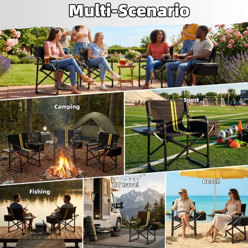 Vista 7 de Black Light Weight Camping Directors Chair for Camping