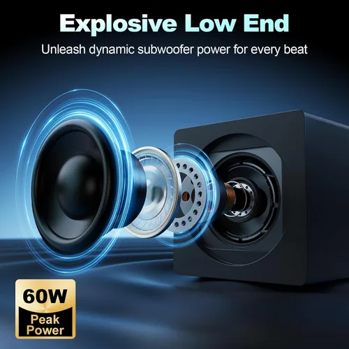 Vista 8 de Nylavee Altavoces de computadora con subwoofer, altavoces de PC 2.1 Negro