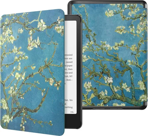 Vista 38 de MoKo Funda para Kindle Paperwhite de 7" 12ª generación 2024/Colorsoft, Pink Mármol de oro rosa claro