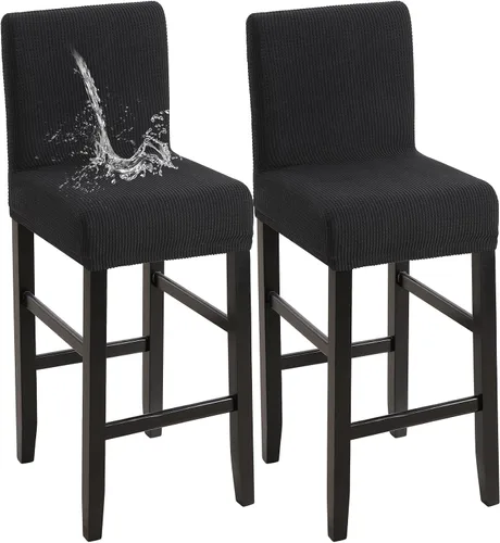 Vista 34 de YISUN - Fundas para taburete de bar, mezcla de forro polar elástico y poliéster, lavables y removibles, para taburete de bar y silla alta, con Beige