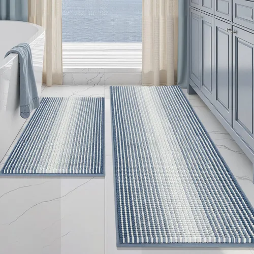 Vista 97 de BSICPRO Tapetes de baño de felpilla, 20 x 32 pulgadas, antideslizantes, absorbentes, suaves, peludos, para baño, lavables a máquina (salvia)