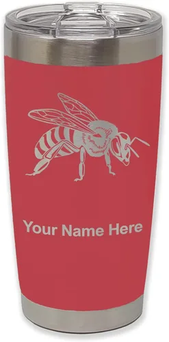 Vista 22 de LaserGram Vaso aislado al vacío de 20 onzas, abeja miel, grabado personalizado incluido (negro)