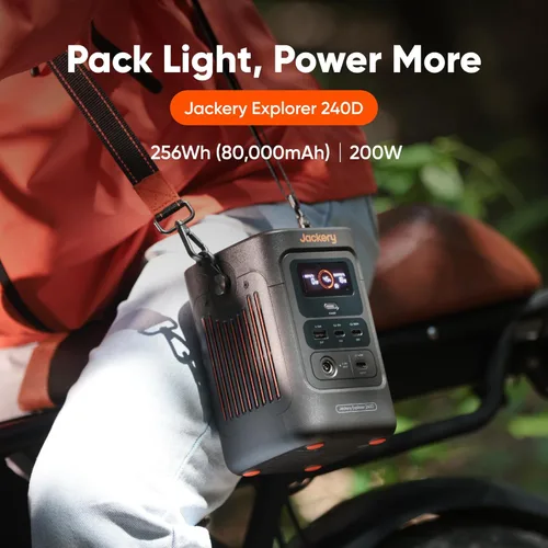 Vista 8 de Jackery Explorer - Banco de energía 240D, estación de energía portátil LiFePO4 de 80,000 mAh, salida de CC de 200 W, carga rápida de 1 hora