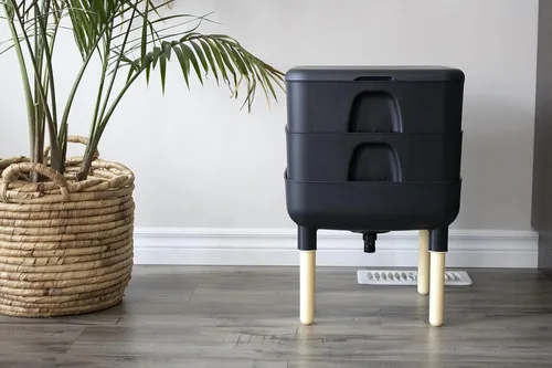 Vista 5 de FCMP Outdoor - The Essential Living Composter, contenedor de 2 bandejas para vermicompostador de gusanos (HF-LC4000v2-BLK) negro