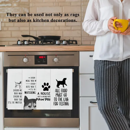 Vista 4 de Juego de 4 toallas de cocina para mujeres y hombres, toallas de mano para perros, toallas de cocina para hornear, regalos para amantes
