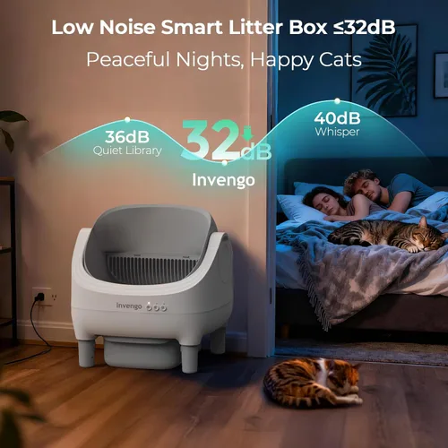 Vista 5 de Invengo - Arenero Automático para Gatos con Limpieza Automática, Control por Aplicación, Arenero Automático de Tapa Abierta con Sensores