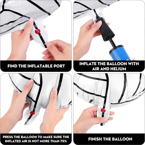 Vista 4 de Durony 12 piezas, 46 cm, globos de voleibol, decoraciones temáticas de voleibol para fiestas, globos de Mylar de aluminio, globos de voleibol