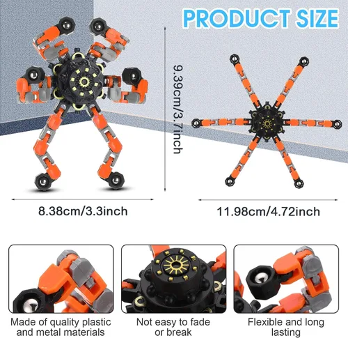 Vista 2 de Jerify Paquete de 40 divertidos juguetes sensoriales para la ansiedad con cadena transformable, robot de dedo de juguete de bricolaje, spinners